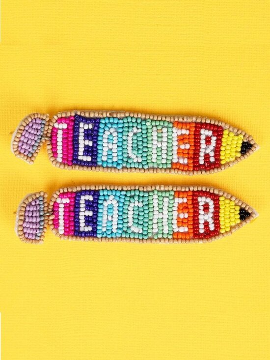 ICON Jewelry - Teacher Earrings. Red, Orange, Blue, Green, Multi, Seed Beads. NWT.